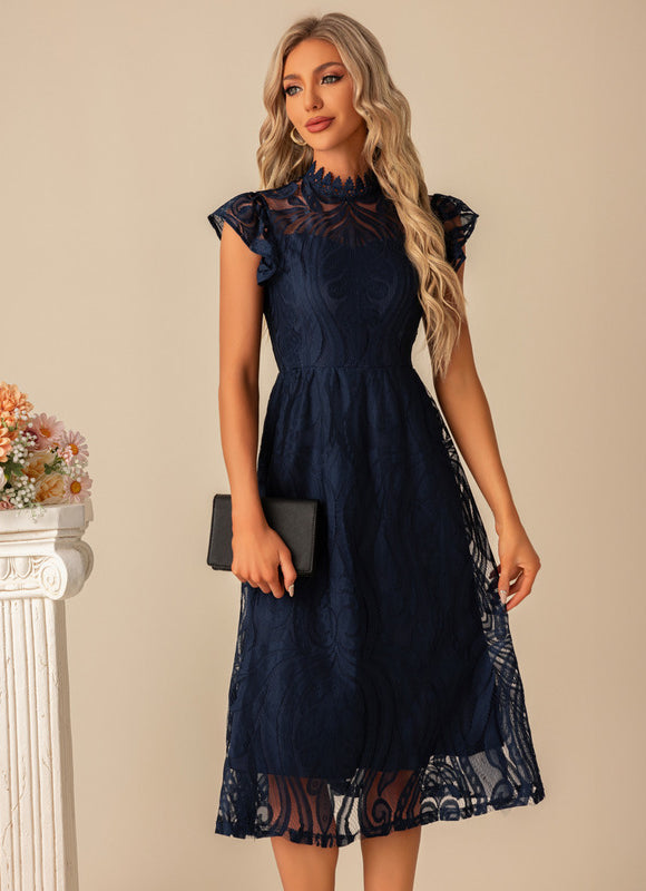 Robe Dentelle Dentelle Marine Élégante