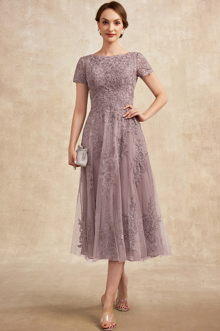 Robe Dentelle Mauve Ornée - gallery 3