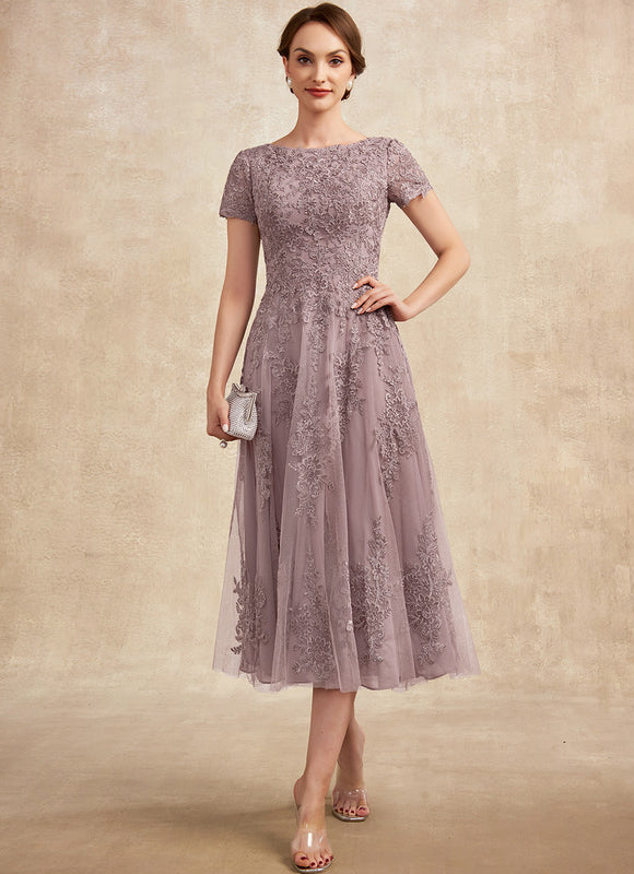 Robe Dentelle Mauve Ornée - gallery 3