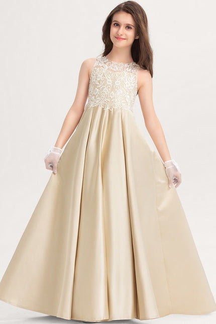Robe Dentelle Satin Beige - gallery 1