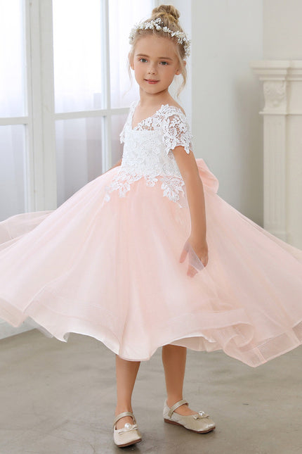 Robe Dentelle Rose Vaporeuse - gallery 4