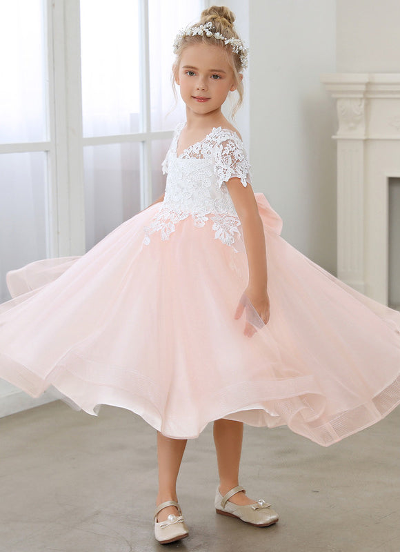 Robe Dentelle Rose Vaporeuse - gallery 4