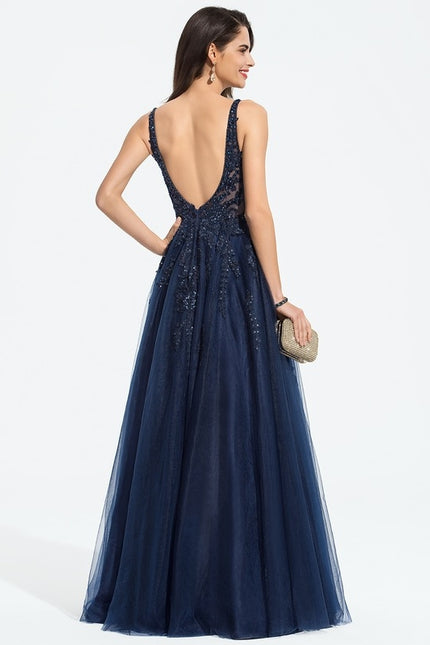 Robe Dentelle Soirée Bleu Nuit - gallery 4