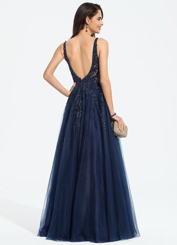 Robe Dentelle Soirée Bleu Nuit - gallery 4