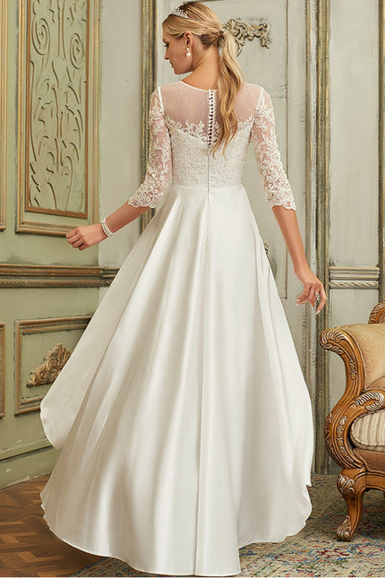 Robe Dentelle Asymétrique Satinée - gallery 3