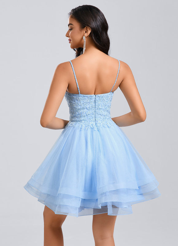 Robe Dentelle Tulle Bleu Pastel - gallery 6