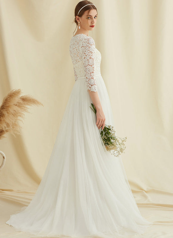 Robe Dentelle En Tulle Fluide - gallery 4