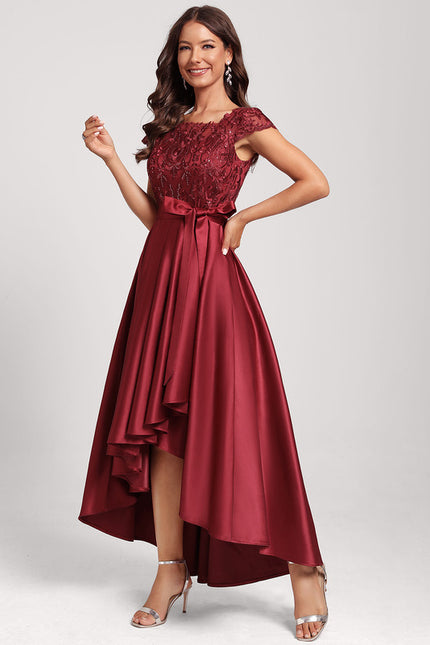 Robe Dentelle Chic Asymétrique Satin - gallery 4