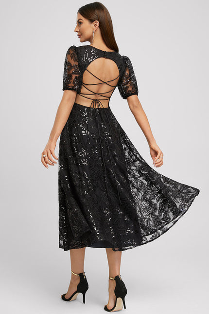 Robe Dentelle Cocktail Ornée - gallery 2