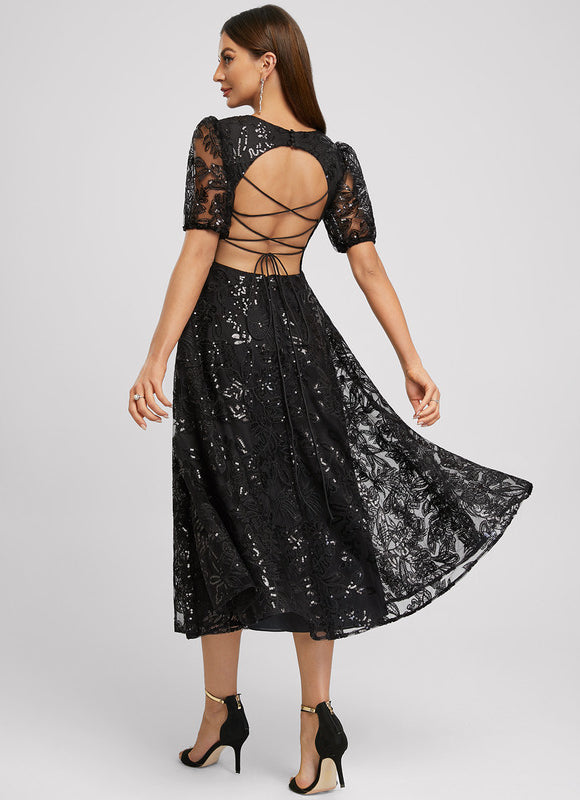 Robe Dentelle Cocktail Ornée - gallery 2