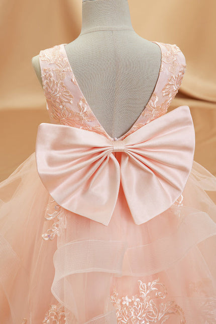 Robe Dentelle Tulle Saumon - gallery 1