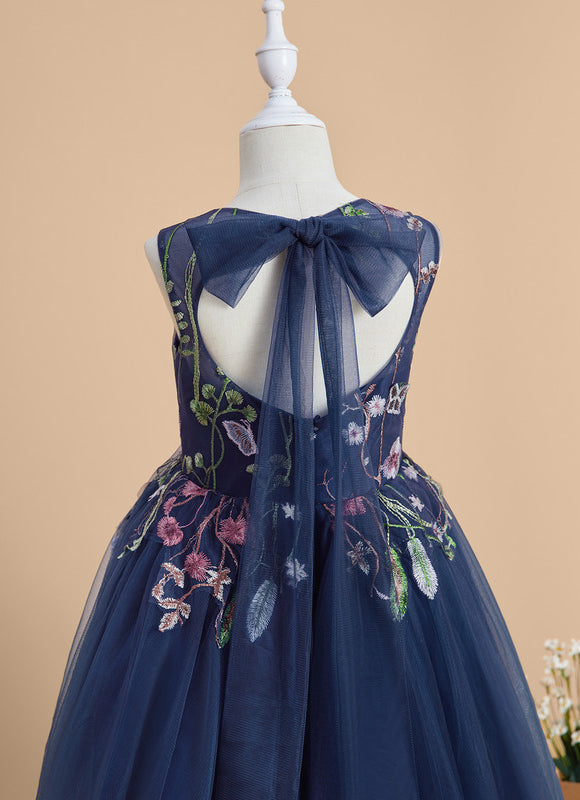 Robe Dentelle Tulle Marine Fleurie - gallery 7