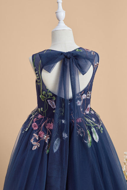 Robe Dentelle Tulle Marine Fleurie - gallery 7
