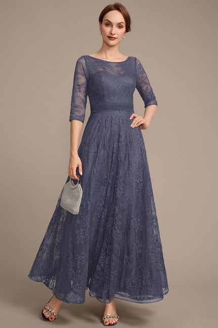 Robe Dentelle En Dentelle Bleu - gallery 5