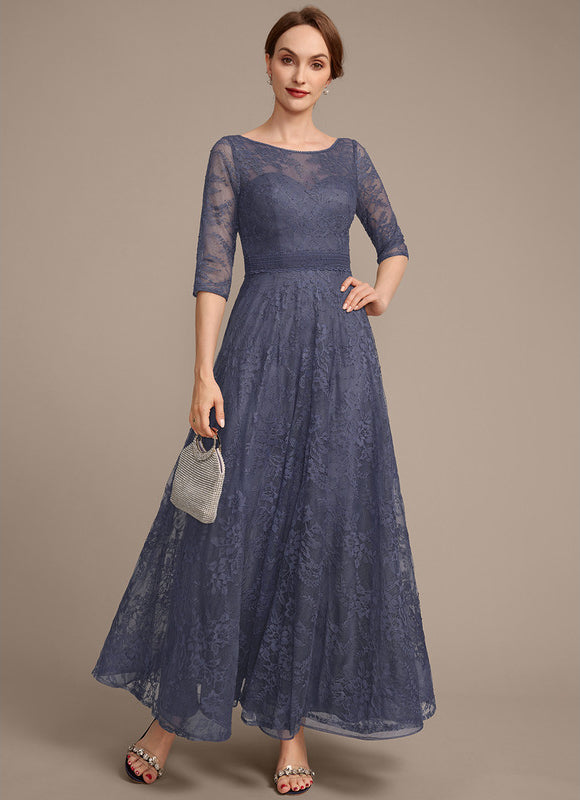 Robe Dentelle En Dentelle Bleu - gallery 5