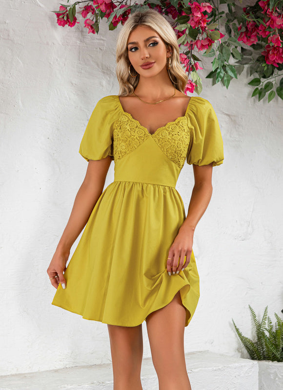 Robe En Dentelle Jaune - gallery 1