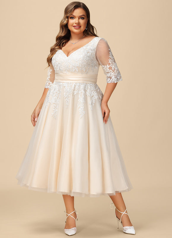 Robe Dentelle Écrue Tulle - gallery 5