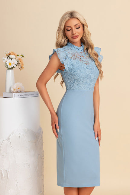 Robe Dentelle Midi Bleu Ciel - gallery 6