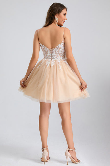 Robe Dentelle Courte Tulle Floral - gallery 5