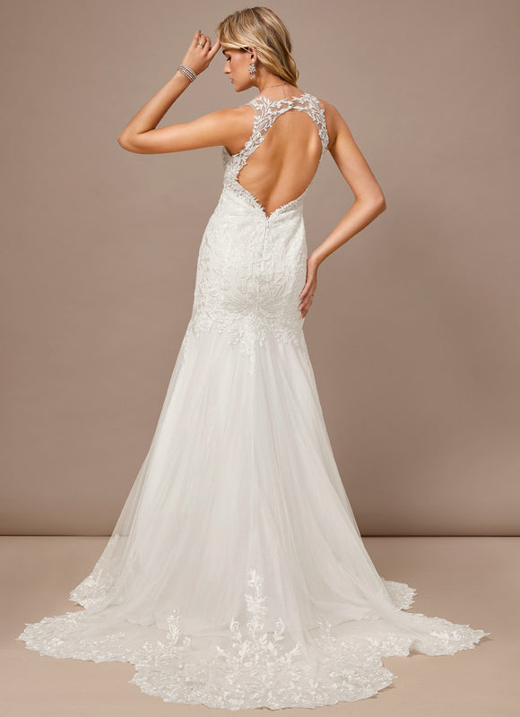 Robe Dentelle Sirène Tulle Élégante - gallery 6