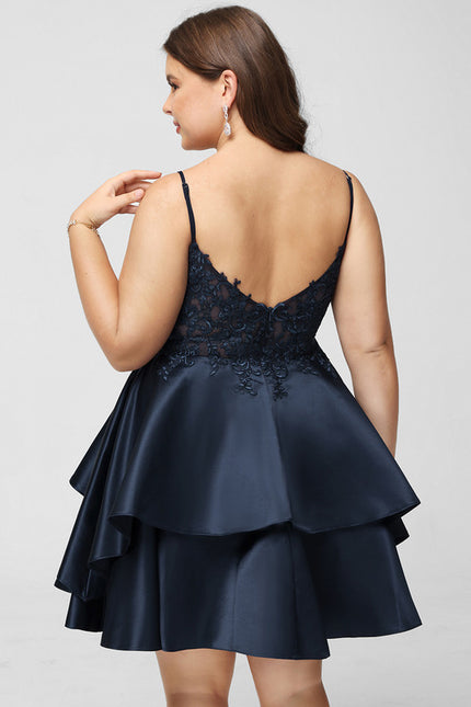 Robe Dentelle Satin À Volants - gallery 8