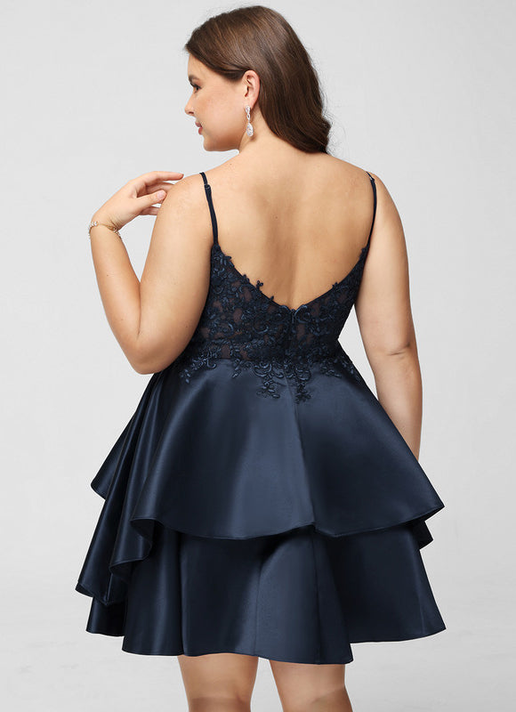 Robe Dentelle Satin À Volants - gallery 8