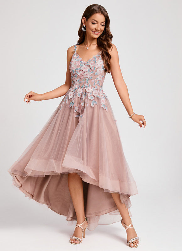 Robe Rose Poudre Dentelle - gallery 2