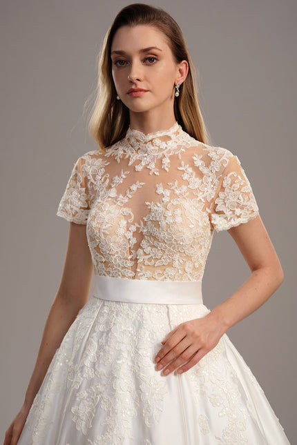 Robe Dentelle Nuptiale Satinée Élégante - gallery 4