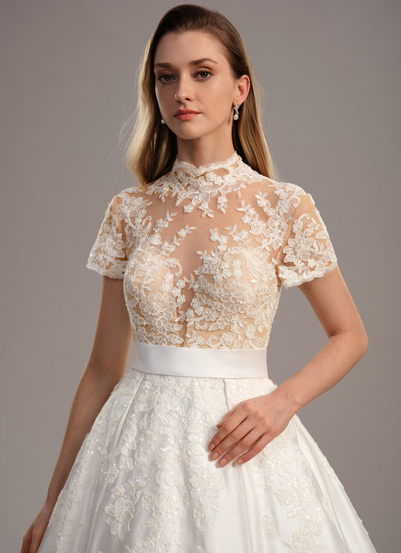 Robe Dentelle Nuptiale Satinée Élégante - gallery 4