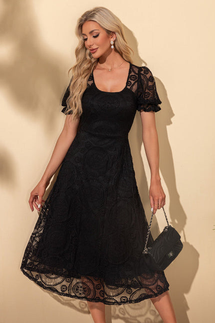 Robe Patineuse Noire Dentelle - gallery 3