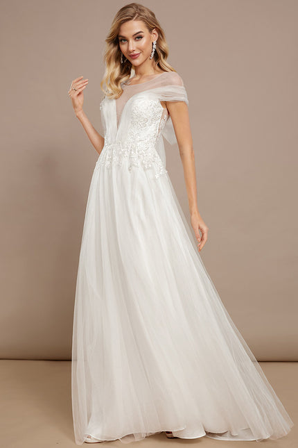 Robe Blanche Dos Nu Dentelle - gallery 2