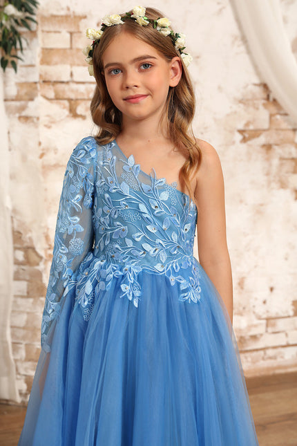Robe Dentelle Bleue Florale - gallery 2