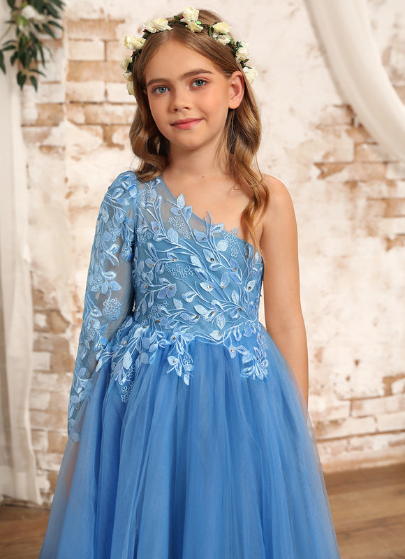 Robe Dentelle Bleue Florale - gallery 2