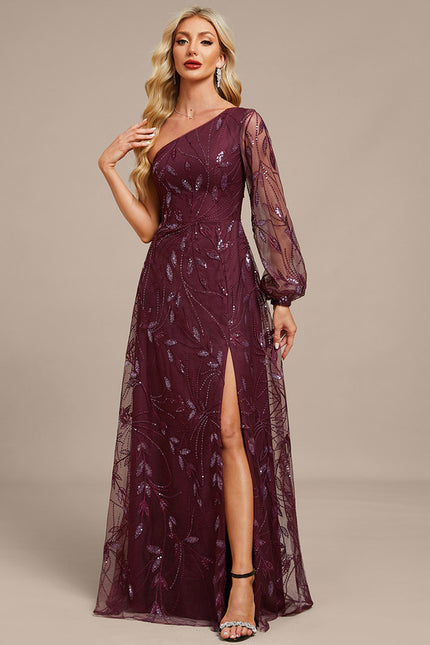 Robe Dentelle Bordeaux Pailletée - gallery 7
