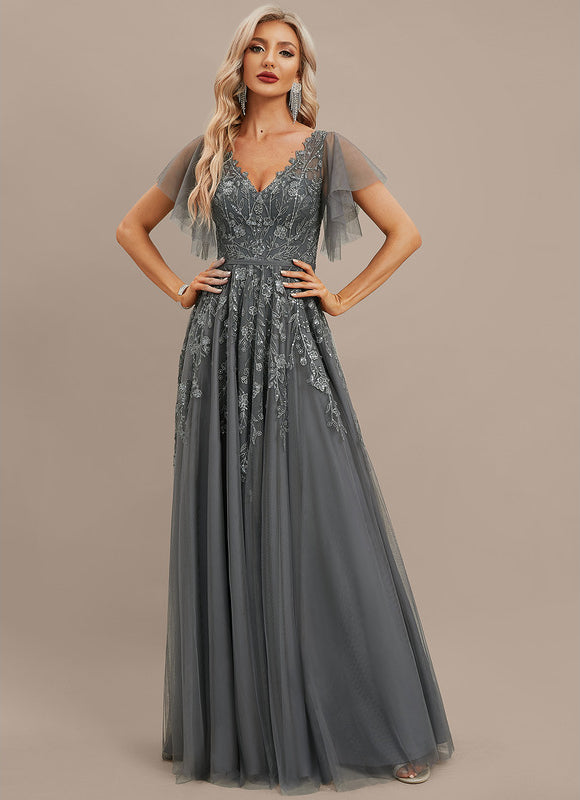 Robe Dentelle Grise Élégante - gallery 3