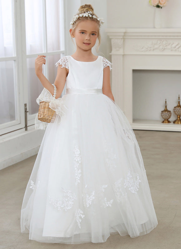 Robe Dentelle Nuptiale Enfant Tulle - gallery 1