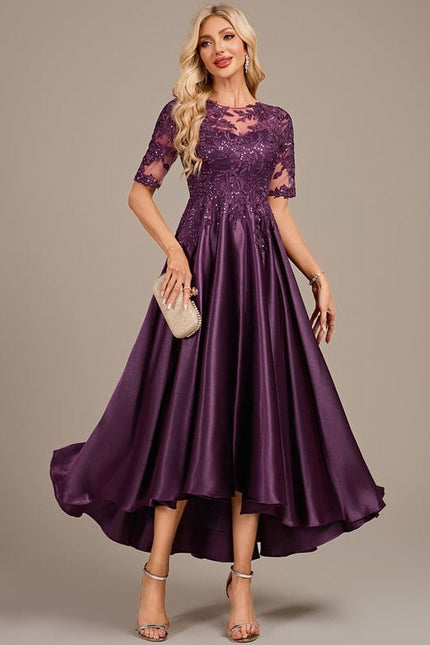 Robe Dentelle Satin Violet