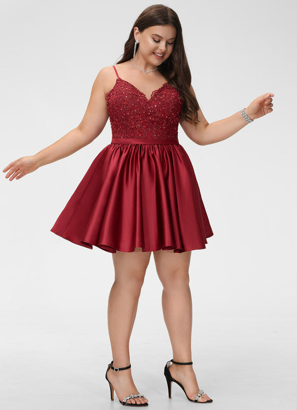 Robe Dentelle Cocktail Satinée - gallery 6
