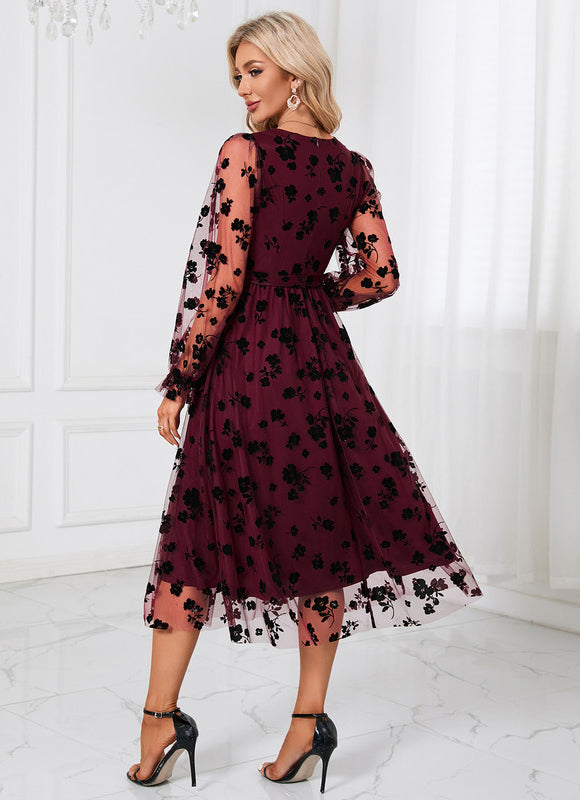 Robe Dentelle Tulle Floral Élégante - gallery 8