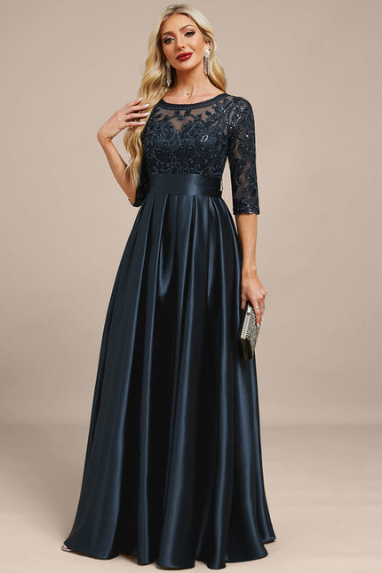 Robe Dentelle Élégante Satinée - gallery 4