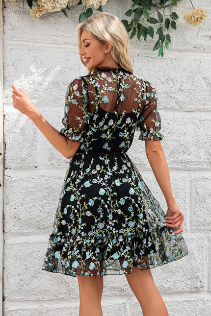 Robe Noir Transparente Dentelle - gallery 1