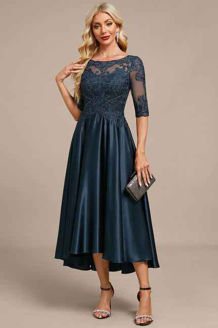 Robe Dentelle Élégante Marine - gallery 2