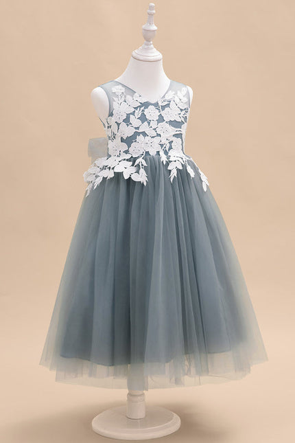 Robe Dentelle Tulle Grise Délicate - gallery 1