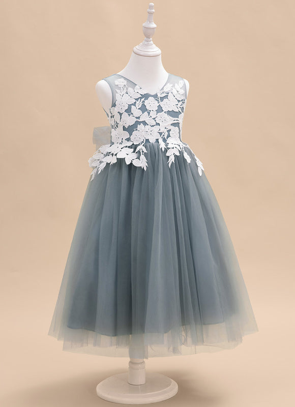 Robe Dentelle Tulle Grise Délicate - gallery 1
