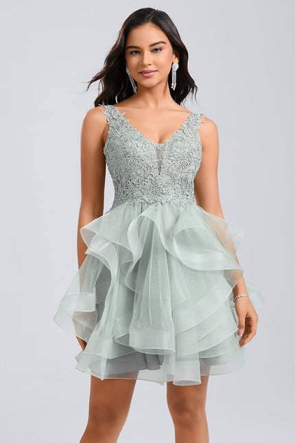Robe Dentelle Tulle Vert Émeraude - gallery 6