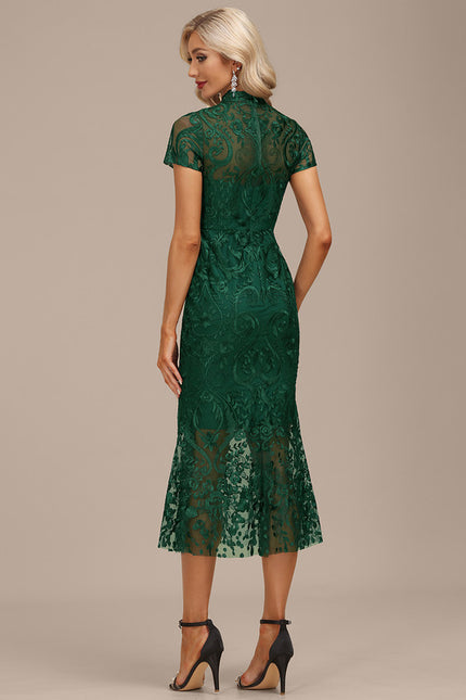 Robe Dentelle En Dentelle Verte - gallery 5