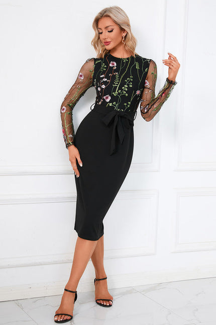 Robe Noire Manches Longues Dentelle - gallery 5