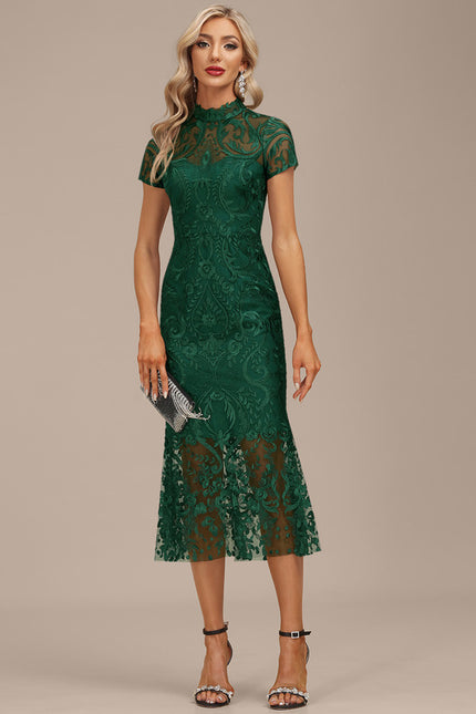 Robe Dentelle En Dentelle Verte - gallery 2