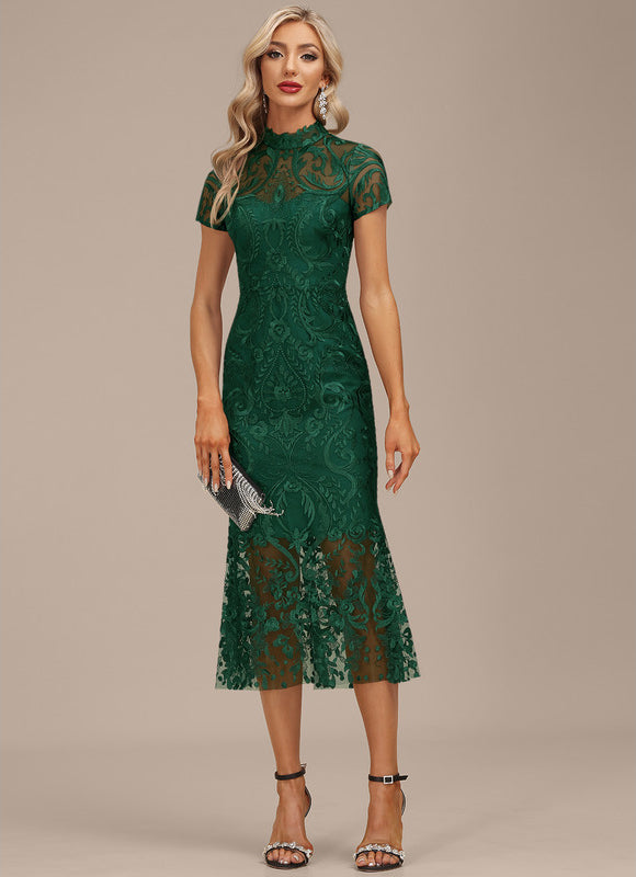 Robe Dentelle En Dentelle Verte - gallery 2