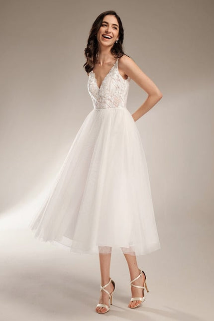 Robe Trapeze Blanche Dentelle - gallery 5